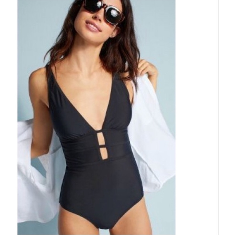 NWT Anthropologie Allihop Plunging One Piece Swimsuit Size Small
